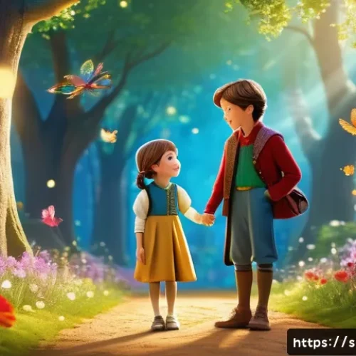 Home 32 소피루비 주요 에피소드 - A vibrant 3D scene of Sophie, a cheerful young girl with shoulder-length brown hair and sparkling ey...