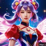 Home 23 소피루비 팬아트 갤러리 - A vibrant and colorful digital illustration of a magical girl character inspired by Sophy Ruby, feat...